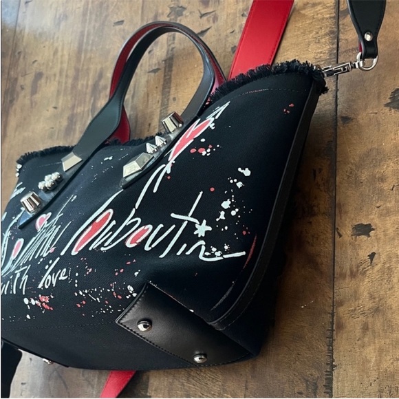 Christian Louboutin Artistic Black and Red Tote - Picture 6 of 11